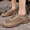 Sapatos de malha de tamanho grande de verão masculinos respiráveis de couro genuíno malha oca sapatos leves sem cadarço preguiçosos antiderrapantes sapatos de vadear ao ar livre