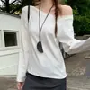 Foto real #Camiseta de manga larga Mujer Otoño 2026 Nuevo Sexy Puro Deseo Hombro descubierto Hombro inclinado Top Capa base Ropa exterior