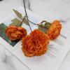 Flor de peonía artificial, 3 peonías grandes, decoración para salón de bodas, flores falsas, decoración para sala de estar, flores de seda, flores artificiales florales.