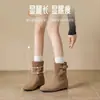 Botas de Cano Curto Augustus Lion para Mulheres que Aumentam a Altura Coleção Outono 2026 Novidades Bico Redondo Botas Martin Botas Western Cowboy Emagrecedoras