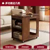 Mesa Lateral de Madera Maciza para Sala de Estar, Gabinete Lateral Móvil para Sofá, Mesa Plegable para Apartamento Pequeño, Mesa de Café para Balcón