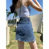 Falda corta de mezclilla de tiro alto para mujer, falda versátil de línea A de moda para verano 2026, falda-pantalón ajustada a la cadera para mujeres petites