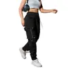 2026 Primavera Outono Feminino Tendência Versátil Bolso 3D Zíper Esportivo Cargo Calça de Barra Elástica Reta Atacado