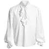 Camisa com Babados Renascentista Transfronteiriça Calças de Pirata Masculinas Traje Medieval Vitoriano de Halloween