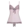 Top regata patchwork estampa de leopardo estilo doce e feminino europeu e americano, nova moda transfronteiriça com laço e corte justo para mulheres