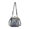 Bolso mini romboidal estilo Chanel 2024, estilo coreano, para niña, con cierre de pinza y bandolera.