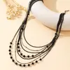 Cadena para Suéter de Clavícula Multicapa con Cuentas de Vidrio Transfronteriza Europea y Americana, Estilo Único de Nicho, Collar de Gama Alta para Mujer