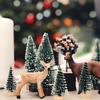 Mini árbol de Navidad de Navidad con flocking de cedro blanco adornos de escritorio para ventana decoraciones navideñas pequeñas 3-30