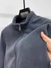 Jaqueta de fleece masculina, fleece dupla face, cor sólida, moletom de abertura frontal, jaqueta de inverno masculina quente e casual com gola alta