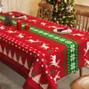 Toalha de mesa de Natal, impermeável e à prova de óleo, toalha de mesa vermelha lavável, toalha de mesa atmosférica, decoração de mesa retangular, toalha de mesa longa