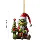 Navidad Transfronteriza Nuevo Acrílico Letra de Navidad Grinch Decoración de Árbol de Navidad Regalo Festivo Cabello Verde Colgante para el Hogar