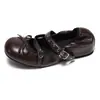 Zapatos de Salón Mary Jane Cruzados Franceses de Punta Redonda para Mujer 2026 Nuevo Otoño Cómodos de Suela Plana Estilo Ballet Zapatos Pequeños de Cuero
