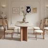 Mesa y sillas de comedor de madera maciza estilo Sili para apartamentos grandes y pequeños, placa de roca cueva, nogal negro norteamericano, mesa y sillas de comedor ovaladas estilo francés claro