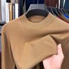 Novo Suéter Masculino de Meia-Gola Longa Fino de Seda de Amora + Lã de Ovelha Camiseta Básica Tricotada Masculina Lã t