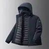 Nueva chaqueta de invierno para hombre con capucha desmontable, abrigo deportivo casual de algodón elástico de nailon-spandex, ropa de alta calidad para hombre de talla grande