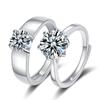 Anel de Casal Estilo Coreano Estilo Fresco Simples Zircônia Anel Aberto Diamante Joia de Mão