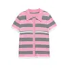 Verano 2025 Nuevo Europeo y Americano Transfronterizo Moda Urbana para Mujer Polo de Manga Corta a Rayas Tejido de Punto W08 66668