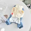 Nuevos overoles lindos de felpa teddy de cuatro patas para mascotas de otoño e invierno, ropa gruesa y cálida para perros mascotas al por mayor