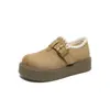 Zhr Zhe Zhe Estilo Étnico Tejido Zapatos Birkenstock Otoño e Invierno Velcro Conveniente Exquisito Casual Felpa Zapatos de Mujer Ab175B