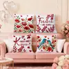 Amazon Día de San Valentín Elementos Florales de Animales y Plantas Carta Digital Impresión 2D Bordado Anti Funda de Cojín de Oficina