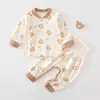 Ropa para bebé para primavera y otoño, conjunto dividido para recién nacidos, top y pantalones de algodón puro para otoño, Clase A, para niños y niñas de 0 a 3 años, ropa de otoño, ajustado