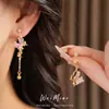 Pendientes de Borla Irregulares de Mariposa de Zircón y Resina de Aguja Plateada, Pendientes de Lujo Ligero de Gama Alta, Exquisitos y Elegantes Accesorios de Moda para Orejas