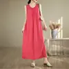 Nuevo vestido largo sin mangas de estilo resort costero con fruncido en la cintura para mujer, talla grande, adelgazante, para mujeres de talla grande, vestido largo con tiras para la playa