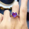 Anillo de Amatista Natural al por Mayor de Fábrica Plata S925 Incrustado Piedra Principal 10*10 Joyería de Lujo Venta Directa de Fábrica