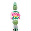 Serie Día del Maestro Bolígrafo Decorativo con Cuentas DIY Creativo Doble Cara Cuentas Horneadas Cuerda de Mano PVC Cuentas Sueltas Bolígrafo con Cuentas Cuentas