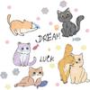 LD96028 Dibujos animados lindo gatito pez habitación infantil dormitorio hogar pasillo pegatinas decorativas de pared autoadhesivas