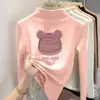 Camiseta interior para niña con forro de forro polar cepillado, nueva colección otoño e invierno 2026, manga larga, prenda interior, top infantil elegante y ajustado