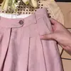 Calças pantalona de linho Tencel rosa defumado para mulheres, calças retas fluidas de algodão linho rami, calças compridas casuais emagrecedoras para baixinhas