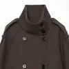 Ins transfronterizo estilo europeo y americano 2026 nueva moda elegante ropa de mujer al por mayor doble botonadura con cordones abrigo suave para ir al trabajo