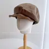 Gorra de Boina Melanoid Retro con Parches de Gamuza y Patrón de Cocodrilo de Cuero PU para Mujer, Otoño Invierno, Viaje, Gorra de Pico de Pato, Gorra de Equitación
