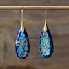 Pendientes Colgantes de Gota de Agua de Piedra Emperador Bohemia Estilo Nuevo Europeo y Americano Joyería Joyería de Estación Independiente Transfronteriza de Piedra Natural