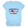 Amazon Ebay Sitio Independiente Moda Casual Versátil para Mujer América 1776 2026 Camiseta de Cuello Redondo Manga Corta