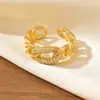 Nuevo Anillo Calado Completamente Incrustado con Diamantes Transfronterizo, Versión Ancha con Incrustaciones de Diamantes, Moderno y Elegante, Anillo Abierto Ajustable para el Dedo Índice