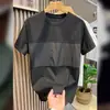 Camiseta de manga corta de seda de hielo para hombre, de verano, fina, holgada, de media manga, con cuello redondo, estilo montañés, ropa informal de moda.