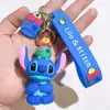 Llavero de Puntada de Alta Calidad Muñeca de Plástico Suave PVC Creativo Lilo y Stitch Colgante para Llave de Coche Regalo