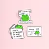 Broche de rana emoji divertido transfronterizo, insignia metálica con frase linda en inglés, pin de decoración creativa para ropa