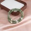 Templo Mismo Estilo Nuevo Estilo Chino Pulsera Doble Círculo Seda Dorada Jade Jade Birmano Patrón Rojo Pulsera de Cristal Dopamina Guofeng Pulsera