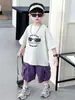 0635 Conjunto de Verano de Manga Corta para Niños 2026 Nuevo Ropa Fresca y Moderna de Verano para Bebés Ropa Infantil Estilo Coreano Dos Piezas Verano