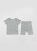 Ropa Infantil y para Bebés Estilo Coreano 2025, Pantalones Frescos Tres Cuartos, Conjunto de Ropa para el Hogar de Manga Corta, Verano Bebé Dibujos Animados Transpirable Dos Piezas