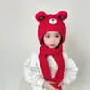 Gorro y Bufanda Integrados para Niños Gorro Engrosado a Prueba de Frío Gorro de Lana Tipo Suéter Gorro Cálido de Invierno con Protección para las Orejas Gorro de Lana Tejida para Bebé