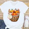 20.23 millones de camiseta de manga corta de Halloween para mujer, moda estampada de manga corta, cuello redondo, camiseta interior de manga corta de cuello redondo