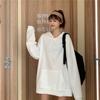 Nuevo Otoño y Primavera delgado color caramelo hermanas visten TikTok arena tallada amigas visten color sólido dormitorio fiesta suéter con capucha