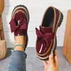2026 Zapatos Mocasines de Gran Tamaño Transfronterizos 36-43 para Mujer, Zapatos Individuales Retro de Moda de Nicho con Lazo y Suela Gruesa para Mujer al por Mayor