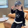 Roupas de Verão para Meninas 2026 Novo Estilo Coreano Moda Manga Longa Crianças Casual Laço Renda Camiseta para Bebês Meninas