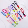 Lanyard Tejido de Poliéster con Hebilla Metálica de 12 cm Color Dopamina, Correa para Botella de Agua, Bloques de Color, Hecho a Mano, Creativo, Estilo Corto, Antiperdida, Duradero