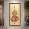 Pintura decorativa de cabaça em novo estilo chinês para o hall de entrada, uma arte de parede que traz sorte e auspiciosa para a sala de estar, colocada diretamente em frente à porta no corredor